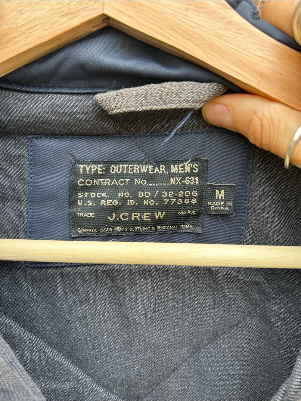 J Crew Navy Quilted Sussex Military Field Jacket - Mens M